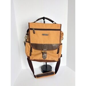 Y2K Vintage Eddie Bauer Tan & Brown Canvas Messenger Luggage Bag Gorpcore Travel